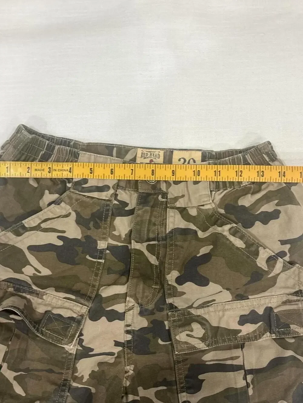 camo cargo shorts with elastic waistband